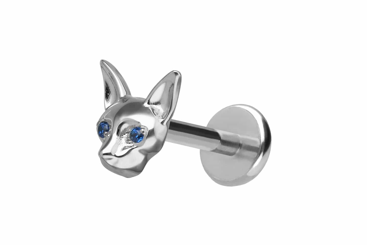 Titan Labret Piercing mit Push Fit KATZE